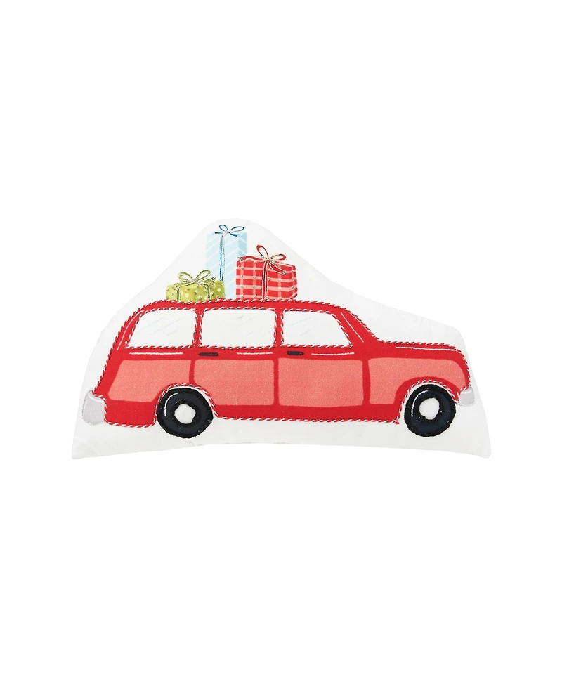 Christmas Car Printed & Embellished Throw Pillow