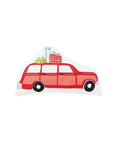 Christmas Car Printed & Embellished Throw Pillow