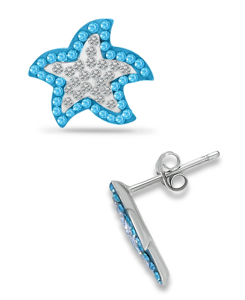 Giani Bernini Crystal Star Fish Sterling Silver Stud Earrings