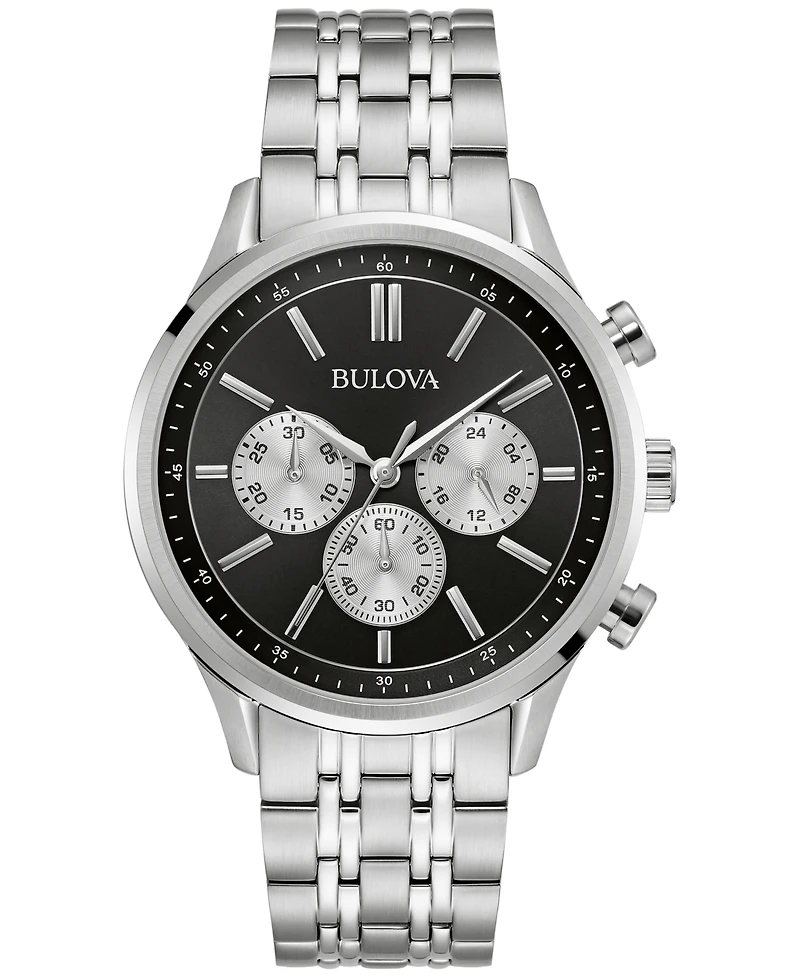 Bulova Men's Chronograph Classic Stainless Steel Bracelet Watch 42mm