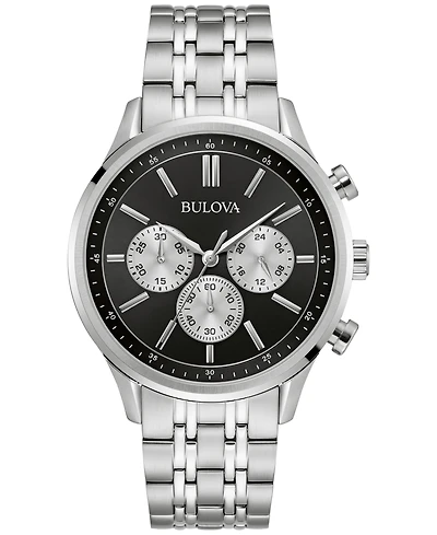 Bulova Men's Chronograph Classic Stainless Steel Bracelet Watch 42mm