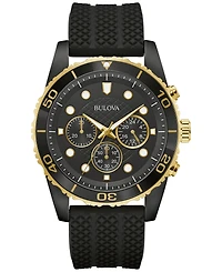 Bulova Men's Chronograph Classic Black Silicone Strap Watch 43mm