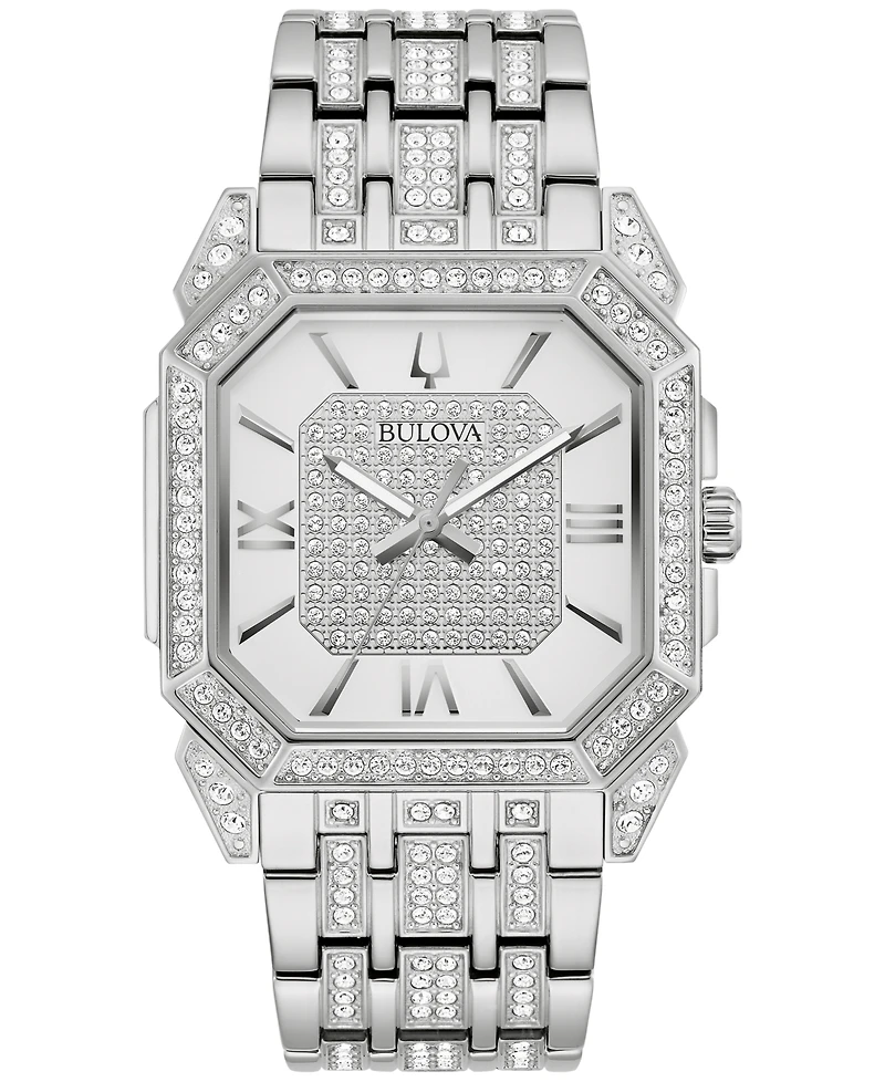 Bulova Men's Crystal Octava Stainless Steel Bracelet Watch 40mm