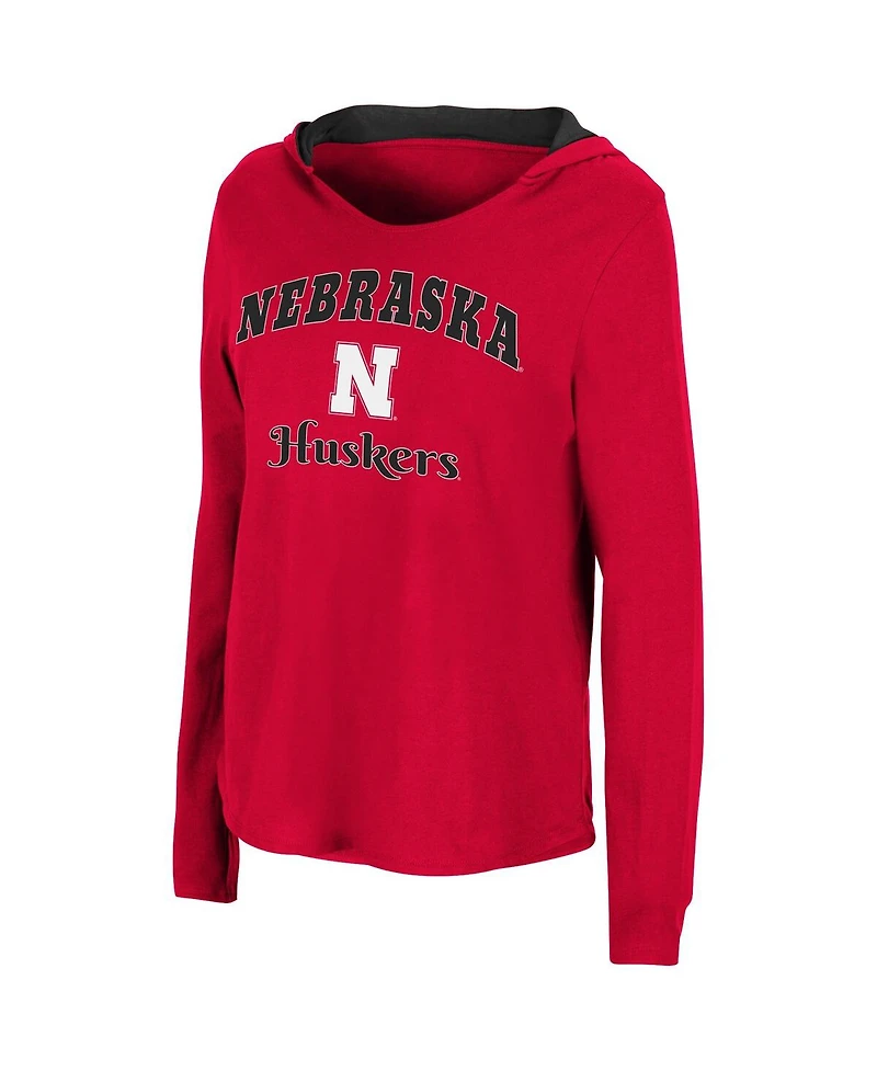Women's Colosseum Scarlet Nebraska Huskers Catalina Hoodie Long Sleeve T-shirt