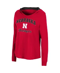 Women's Colosseum Scarlet Nebraska Huskers Catalina Hoodie Long Sleeve T-shirt