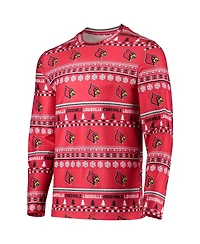 Men's Concepts Sport Red Louisville Cardinals Ugly Sweater Long Sleeve T-shirt and Pants Sleep Set