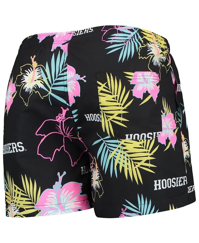 Men's Foco Black Indiana Hoosiers Neon Floral Swim Trunks