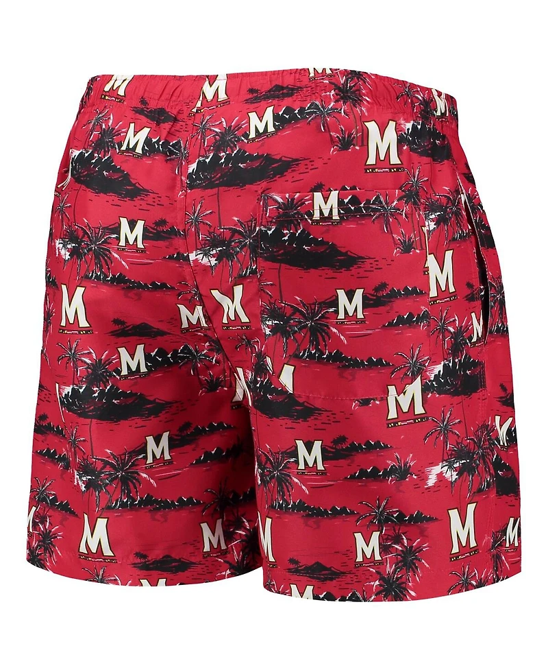 Men's Foco Red Maryland Terrapins Island Palm Swim Trunks