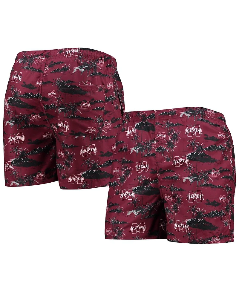 Men's Foco Maroon Mississippi State Bulldogs Island Palm Swim Trunks
