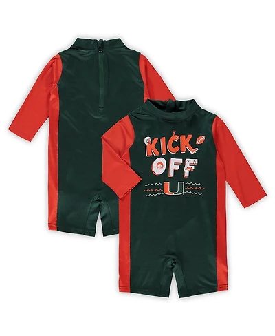 Infant Unisex Green and Orange Miami Hurricanes Wave Runner Wetsuit