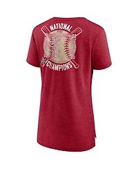Women's Fanatics Heathered Crimson Oklahoma Sooners 2022 Ncaa Softball Women's College World Series Champions Slide Schedule T-shirt