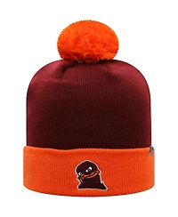 Men's Top of the World Maroon and Orange Virginia Tech Hokies Core 2-Tone Cuffed Knit Hat with Pom