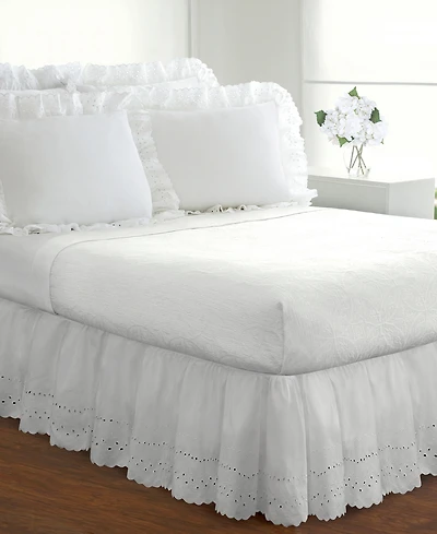 Fresh Ideas Ruffled Eyelet 18" Drop Bed Skirt, Queen