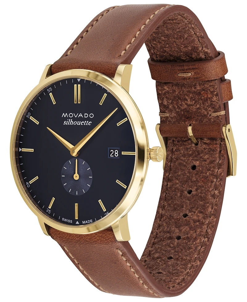 Movado Men's Heritage Tan Genuine Leather Strap Watch 40mm