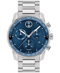 Movado Men's Bold Verso Silver-Tone Stainless Steel Bracelet Watch 44mm