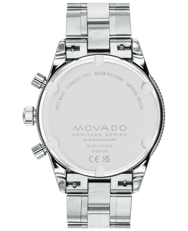 Movado Men's Heritage Silver-Tone Stainless Steel Bracelet Watch 42mm