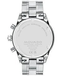 Movado Men's Heritage Silver-Tone Stainless Steel Bracelet Watch 42mm