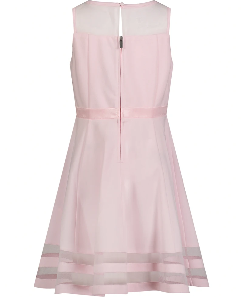 Calvin Klein Big Girls Illusion Mesh Bow Front Dress