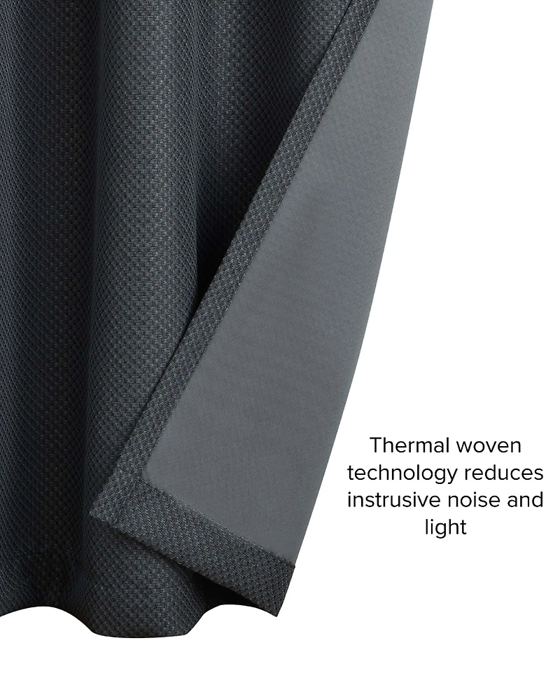 Lucky Brand Ember Thermal Woven Room Darkening Grommet Window Curtain Panel Pair with Tiebacks