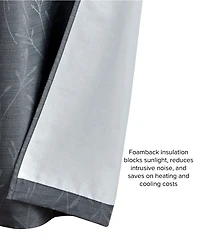 Lucky Brand Sondra Textured Leaf Pattern Blackout Grommet Window Curtain Panel Pair with Tiebacks, 38" x 96"