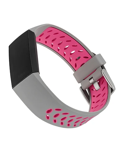 WITHit Grey and Pink Silicone Sport Band designed for Fitbit Charge 3 & 4