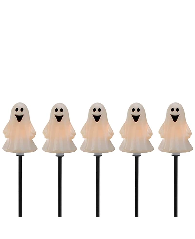 Ghost Shaped Halloween 5 Piece Pathway Markers with 3.75' Black Wire Set