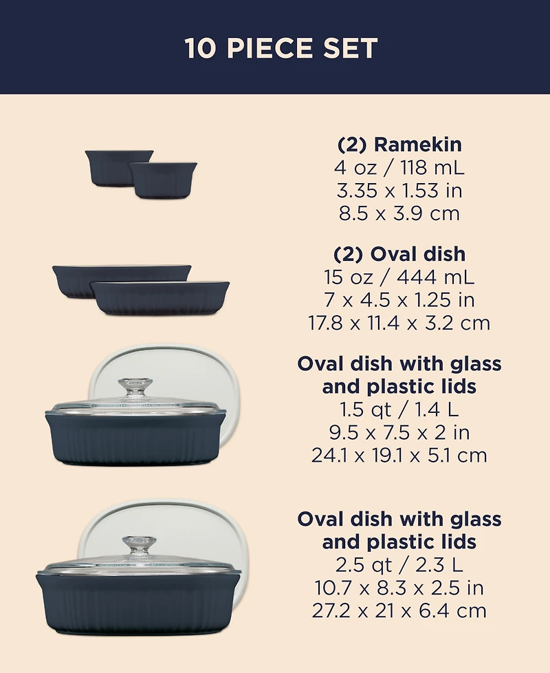 Corningware 10-Pc. French Navy Bakeware Set