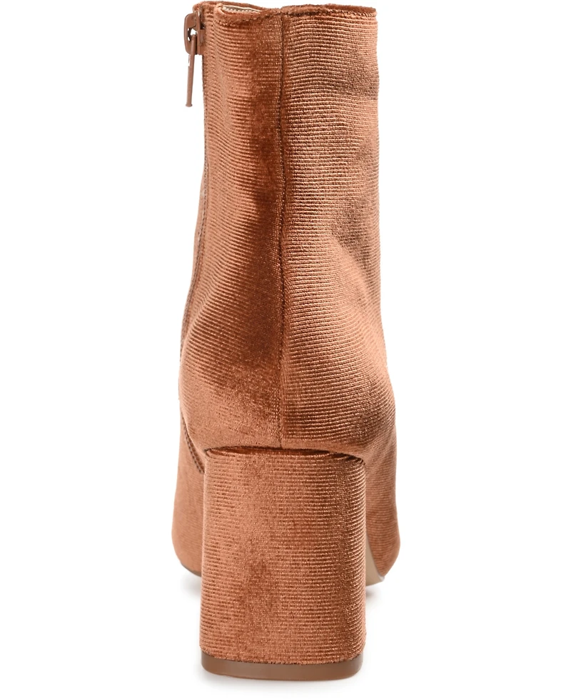 Journee Collection Women's Hazara Velvet Block Heel Dress Booties