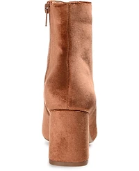 Journee Collection Women's Hazara Velvet Block Heel Dress Booties