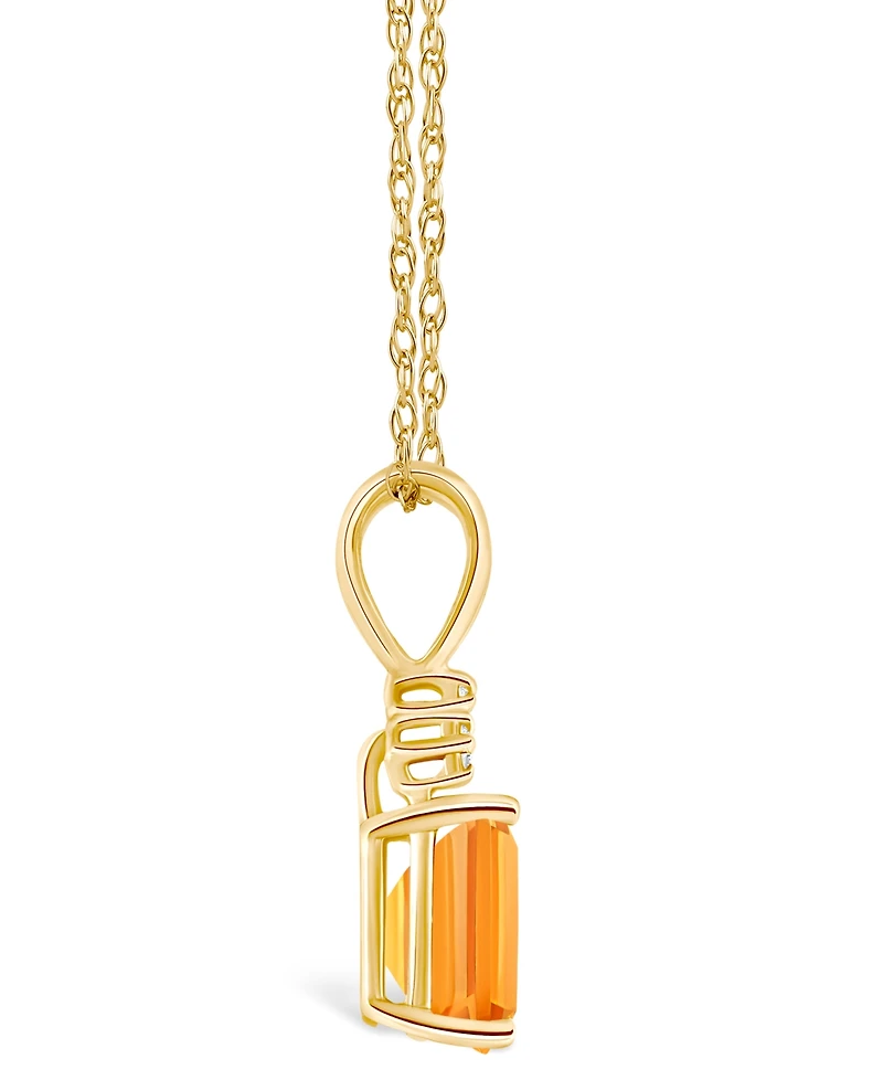 Citrine (1 ct. t.w.) and Diamond Accent Pendant Necklace 14K White Gold or Yellow
