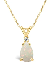 Opal (1/2 ct. t.w.) and Diamond Accent Pendant Necklace 14K White Gold or