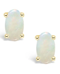 Opal (1/3 ct.t.w) Stud Earrings 14K White Gold or Yellow