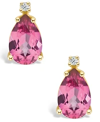 Pink Topaz (2-1/10 ct. t.w.) and Diamond Accent Stud Earrings 14K Yellow Gold or White