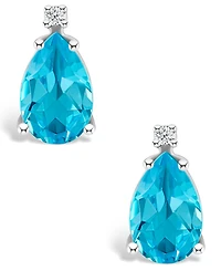 Blue Topaz (2-3/4 ct. t.w.) and Diamond Accent Stud Earrings in 14K Yellow Gold or 14K White Gold