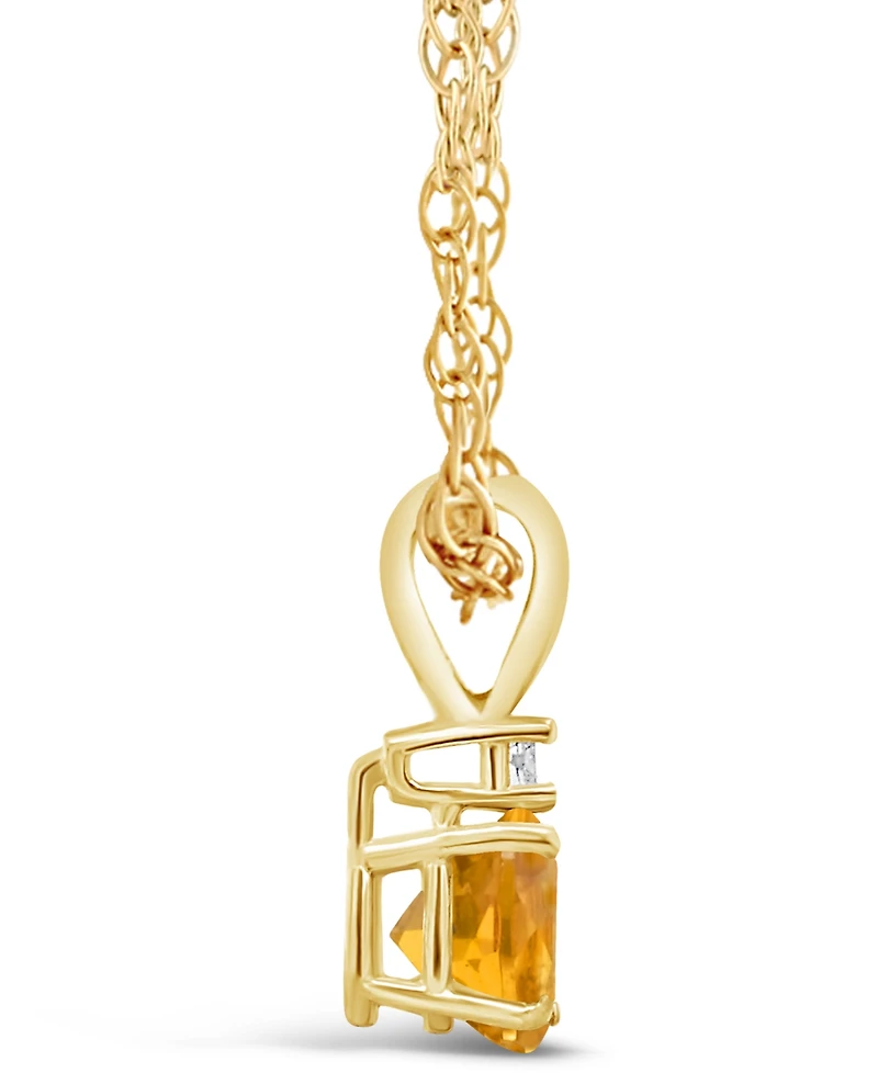 Citrine (3/4 ct.t.w) and Diamond Accent Pendant Necklace in 14K Yellow Gold