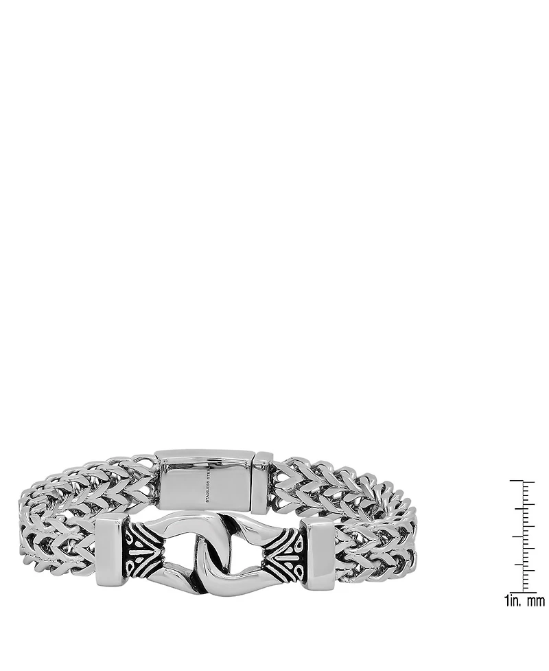 Steeltime Double Row Wheat Chain Accent Buckle Bracelet