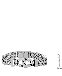 Steeltime Double Row Wheat Chain Accent Buckle Bracelet