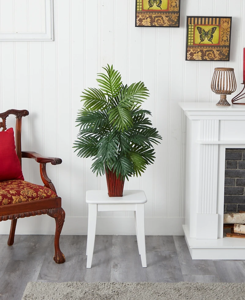 Nearly Natural Areca Palm w/ Bamboo Vase Silk Plant