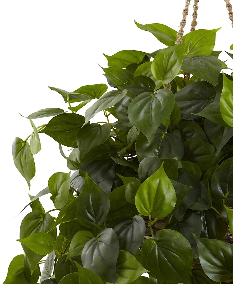 Nearly Natural Philodendron Uv-Resistant Indoor/Outdoor Artificial Plant Hanging Basket