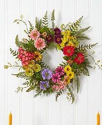 Nearly Natural Mixed Flower Wreath