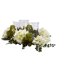 Nearly Natural Snowball Hydrangea Triple Candelabrum