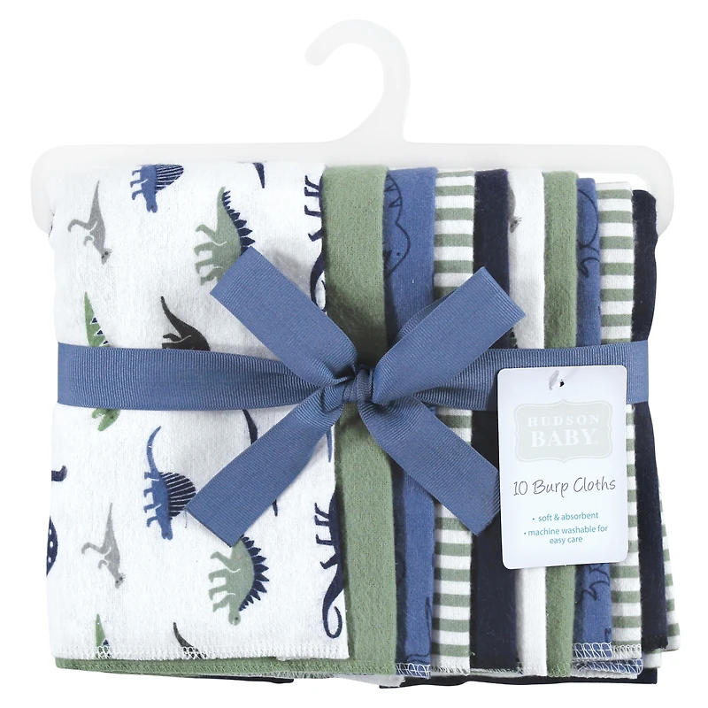 Hudson Baby Boys Ten-Piece Cotton-Poly Flannel Burp Cloth Set Blend