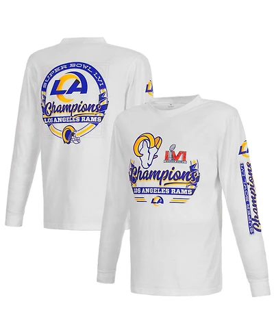 Men's Fanatics White Los Angeles Rams Super Bowl Lvi Champions Screen Printed Long Sleeve T-shirt