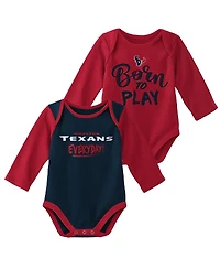 Newborn and Infant Boys and Girls Red, Navy Houston Texans 2-Pack Little Player Long Sleeve Bodysuit Set