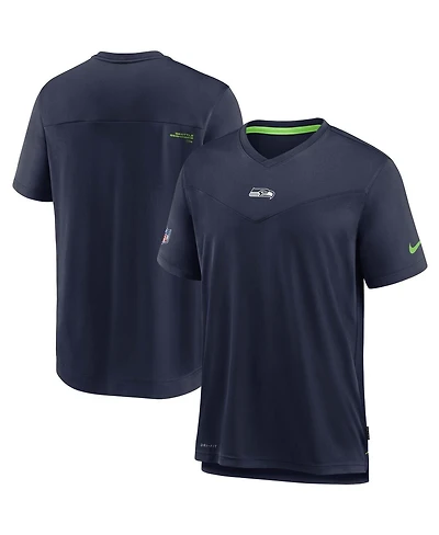 Men's Nike College Navy Seattle Seahawks Sideline Coaches Performance V-Neck T-shirt