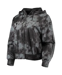Women's Mitchell & Ness Black Pittsburgh Steelers Galaxy Full-Zip Windbreaker Hoodie Jacket
