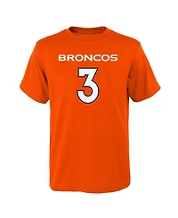 Big Boys Russell Wilson Orange Denver Broncos Mainliner Player Name and Number T-shirt
