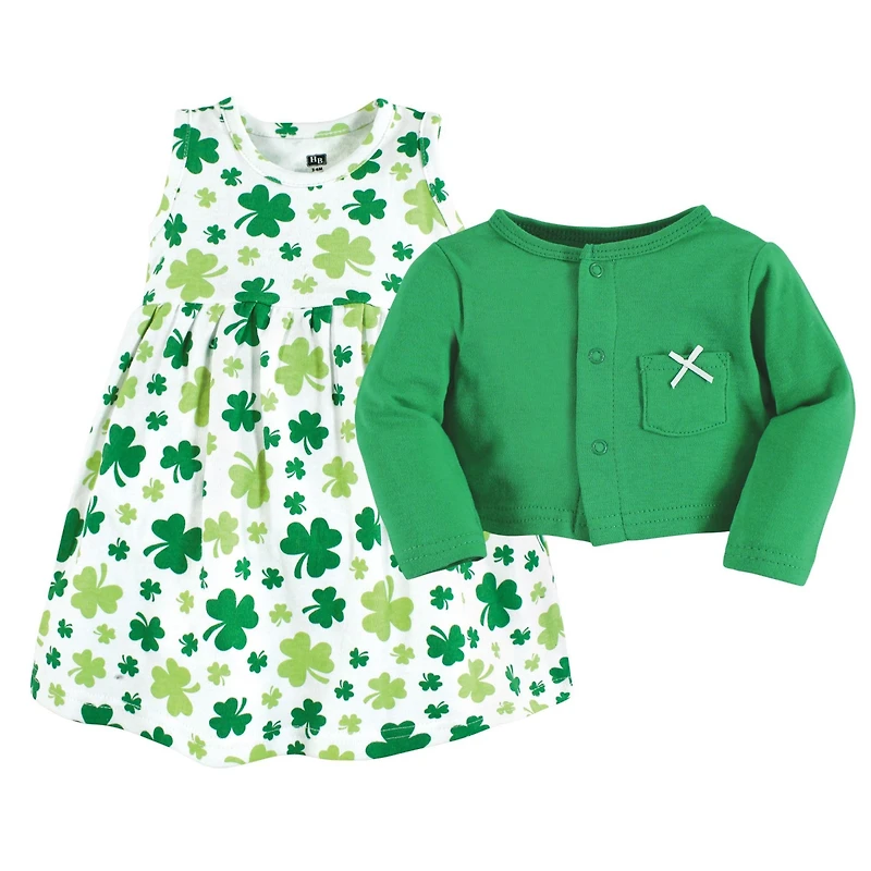Hudson Baby Baby Girls Hudson Cotton Dress and Cardigan Set