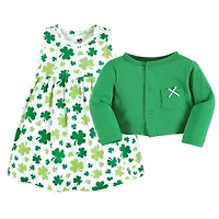 Hudson Baby Baby Girls Hudson Cotton Dress and Cardigan Set