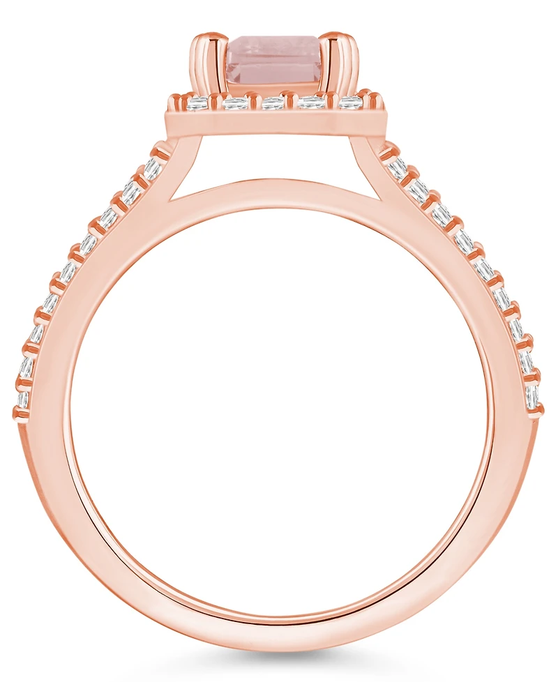 Macy's Morganite (1-3/8 ct. t.w.) and Diamond (1/2 Halo Ring 14K Rose Gold